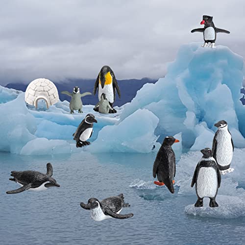 Penguin Action Figurines, 11Pcs Plastic Penguin Figures Set With Igloo Model For Kids Children, Perfect For School Project And Class #TOP2
