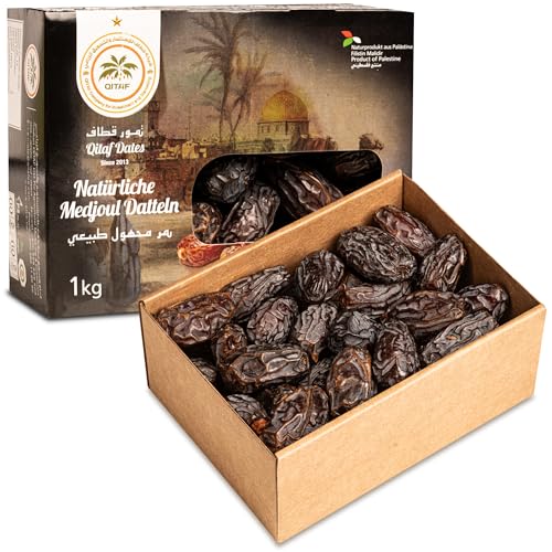 Dátiles Medjool de Palestina Premium | 1 Kg de Dátiles de Origen 100% Natural | Deshidratados | Sin azufre y Sin Azúcar | Frutos Secos Crudos | Veganos y Vegetarianos | Dorimed