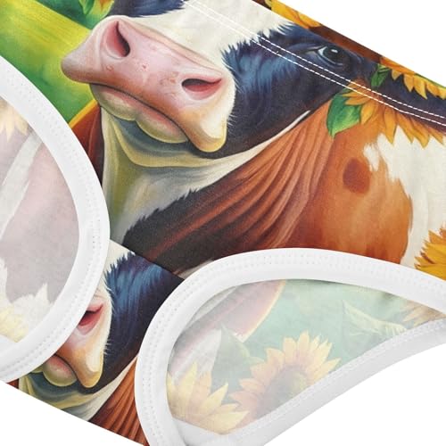 Whimsical Cow Field Sunflowers Girls Underwear Toddlers 2t Cotton Panties Little Girl Stylish Briefs Kids Undies4