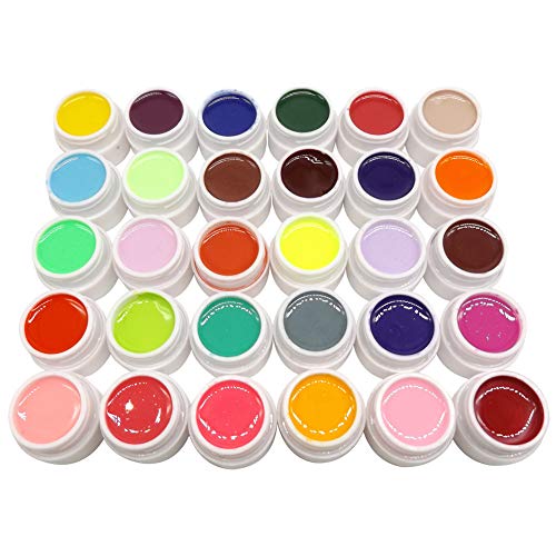 30 Colors Solid Pure Mix Color UV Builder Gel Acrylic Set for Nail Art Tips