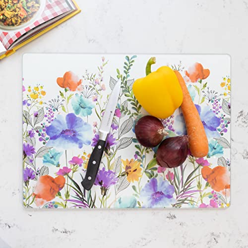 Creative Tops Premium Glass Worktop Saver with 'Meadow Floral' Design - Kitchen Surface Protector, 40 x 30cm, Multi-Coloured - Image 2