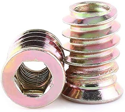 20Pcs Threaded Insert Nuts, Zinc Plated Carbon Steel Hex Socket Furniture Nuts M6/M8/M10 Insert Nut Tool Kit for Wood Furniture(M6*15mm)