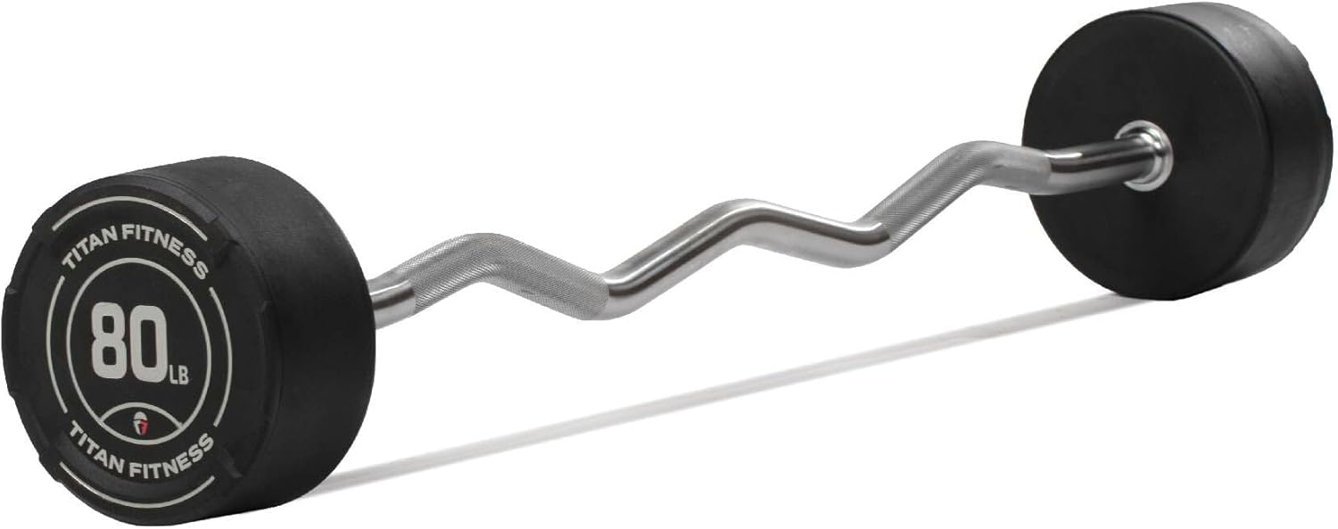 Titan Fitness Rubber Curl Fixed Barbell
