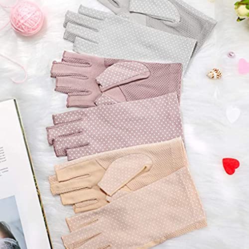 Guantes de algodón de protección UV mitad dedos para mujer 2