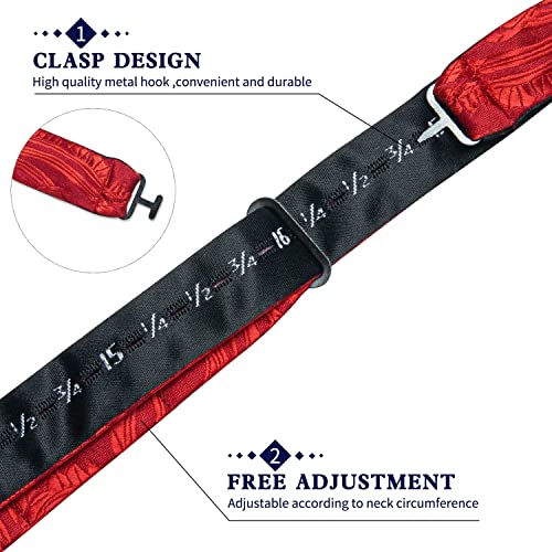 Dibangu Bright Red Silk Bow Ties For Men Self Tied Bow Tie With Pocket Square Cufflinks Wedding Bow Tie Set #TOP5