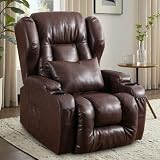 ETAGERIA Rocker Recliner Chairs 360° Swivel Glider Recliner Ergonomic Leather Lounge Rocking Chairs