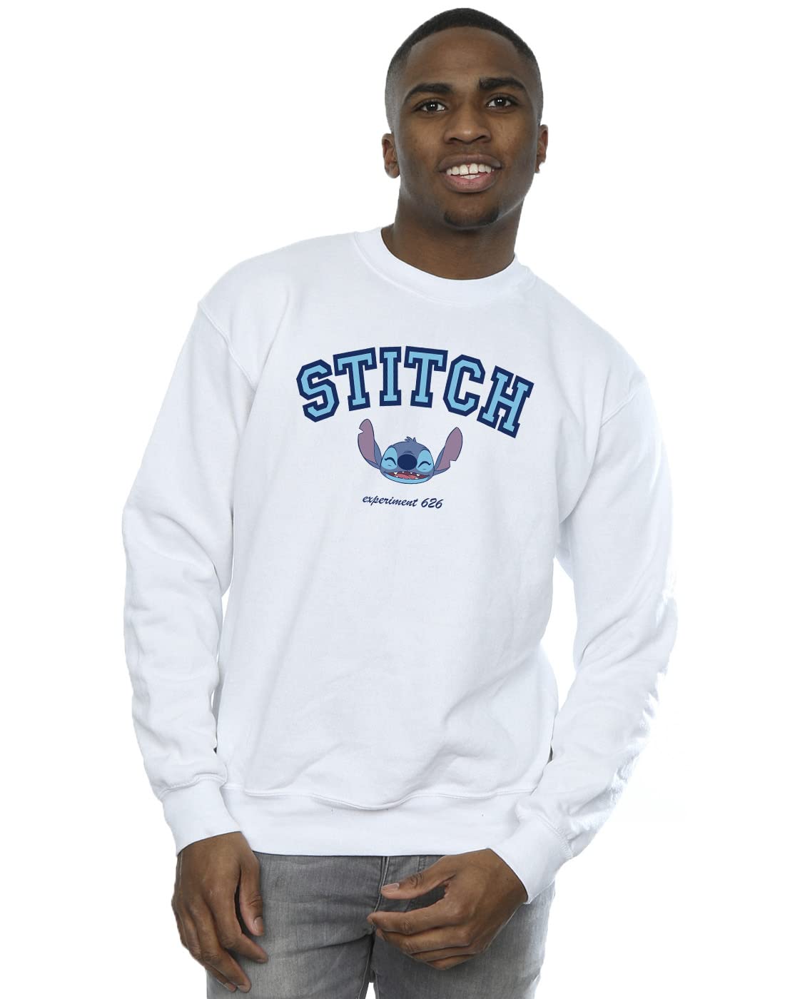 Disney Men's Lilo And Stitch Collegial Sweatshirt White X-Large