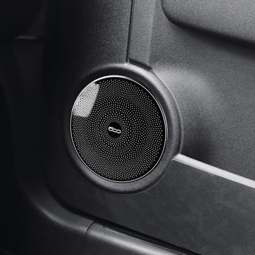 KUNGKIC Für FIAT 500 500C 500E Abarth 595 595C 695 695C Auto Türhornabdeckung Metallisch Lautsprecherabdeckung Innenausstattung für Kraftfahrzeuge 2 Stück (Schwarzer)