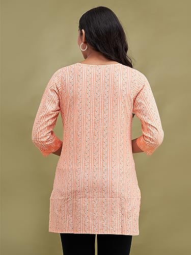Image of feranoid Women Cotton Printed Short Kurti | Short Kurti for Women | Printed Cotton Kurti