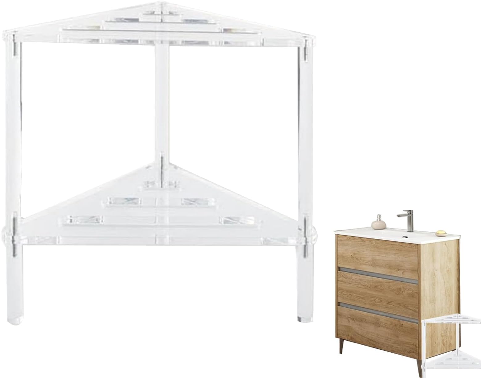 Acrylic Corner Shower Bench Waterproof Non-Slip Bath Stool Transparent Seat with Storage Shelf Stylish Spa Essential for Comfort and Relaxation