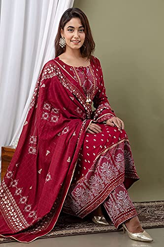 Image of Women's Rayon Straight Kurta Pant with Dupatta Set (Black)