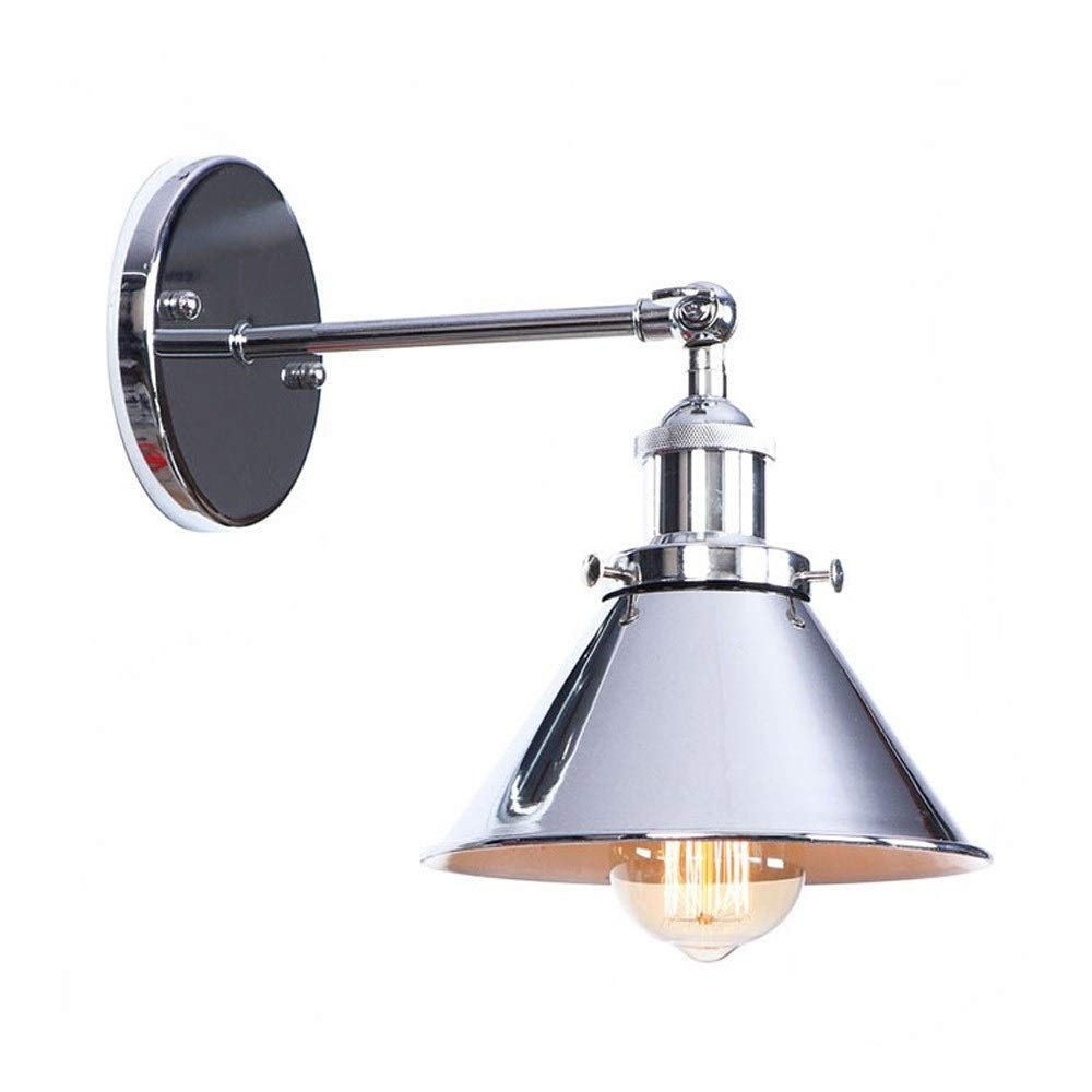 SXSCARKX Modern Industrial Wall Lamps, Bedroom Bedside Light, Minimalist Led Bed Reading Lamp Swing Arm Dimmable Headboard Surface Mount Brushed Chrome Finish Sconce Living Room Edison E27/
