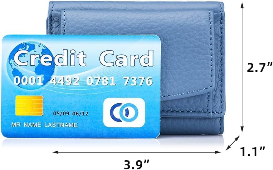 [AMVIKS] 小さな財布女性用本革 RFID ブロッキングカードホルダーミニマリスト三つ折り現金財布とスナップコインポーチ