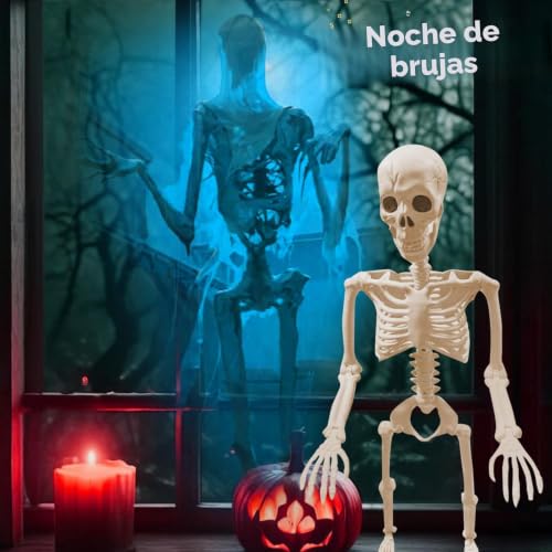 Miniatura 2 de Dazhtu 1 Halloween Esqueletos Decoración 90 Cm Esqueletos Articulados De Cuerpo Entero Con Articulaciones Móviles, Esqueleto De Halloween Para Props Decoración De Cementerio Patio Jardín