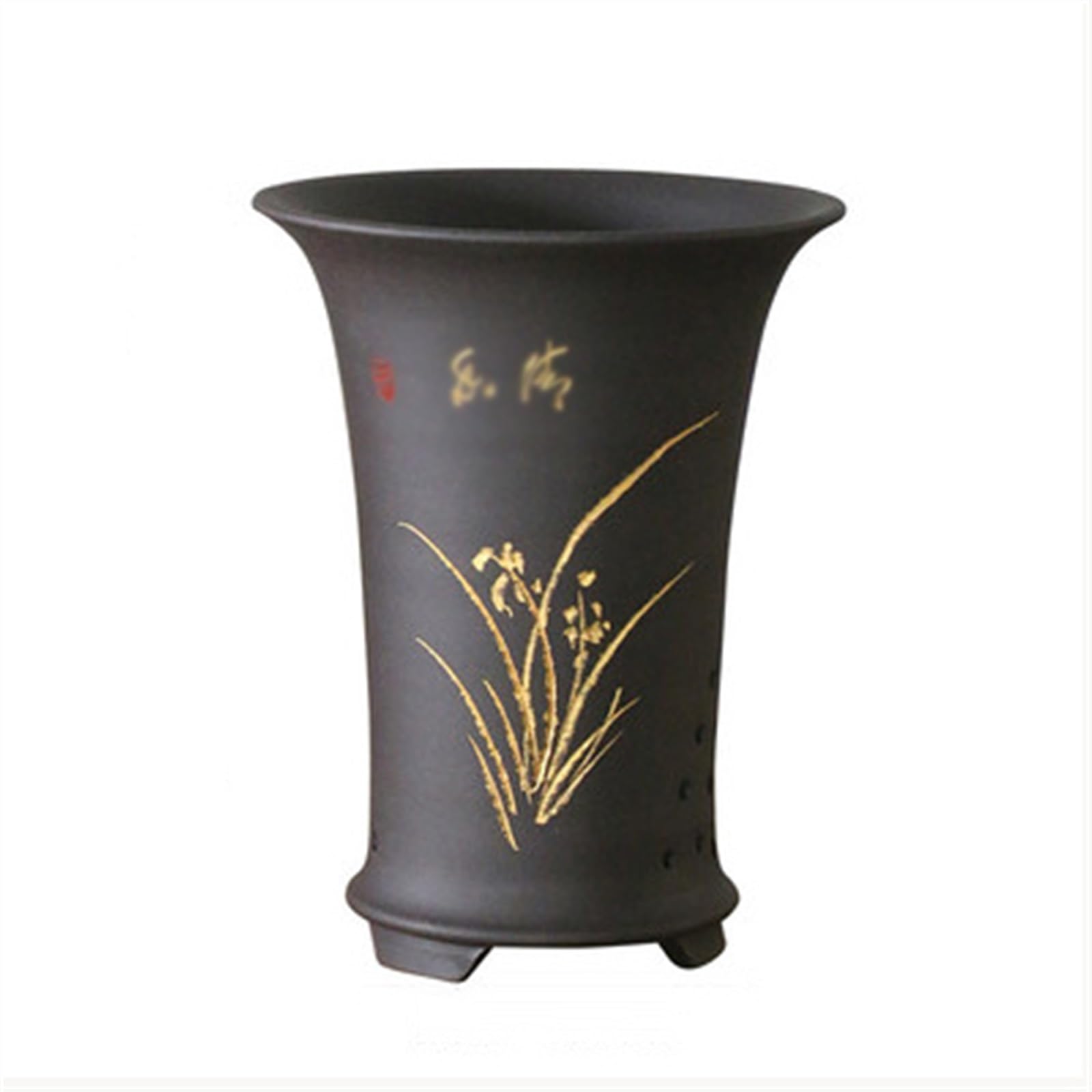 XPSHP25112 indoor plant pot Plant Pots Orchid Alabaster Ceramic Flower Green Cultivation Planters for Indoor Outdoor Garden Office Home For balcony decoration(Black)