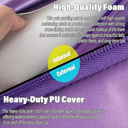 Pole Dance Mat, Foldable Circular Crash Mat for Pole Dance, EPE Foam Safety Pad, Non-Slip Gym Cushion for Aerial Hoop Yoga, Home Studio Use,（Pink,150x5cm）