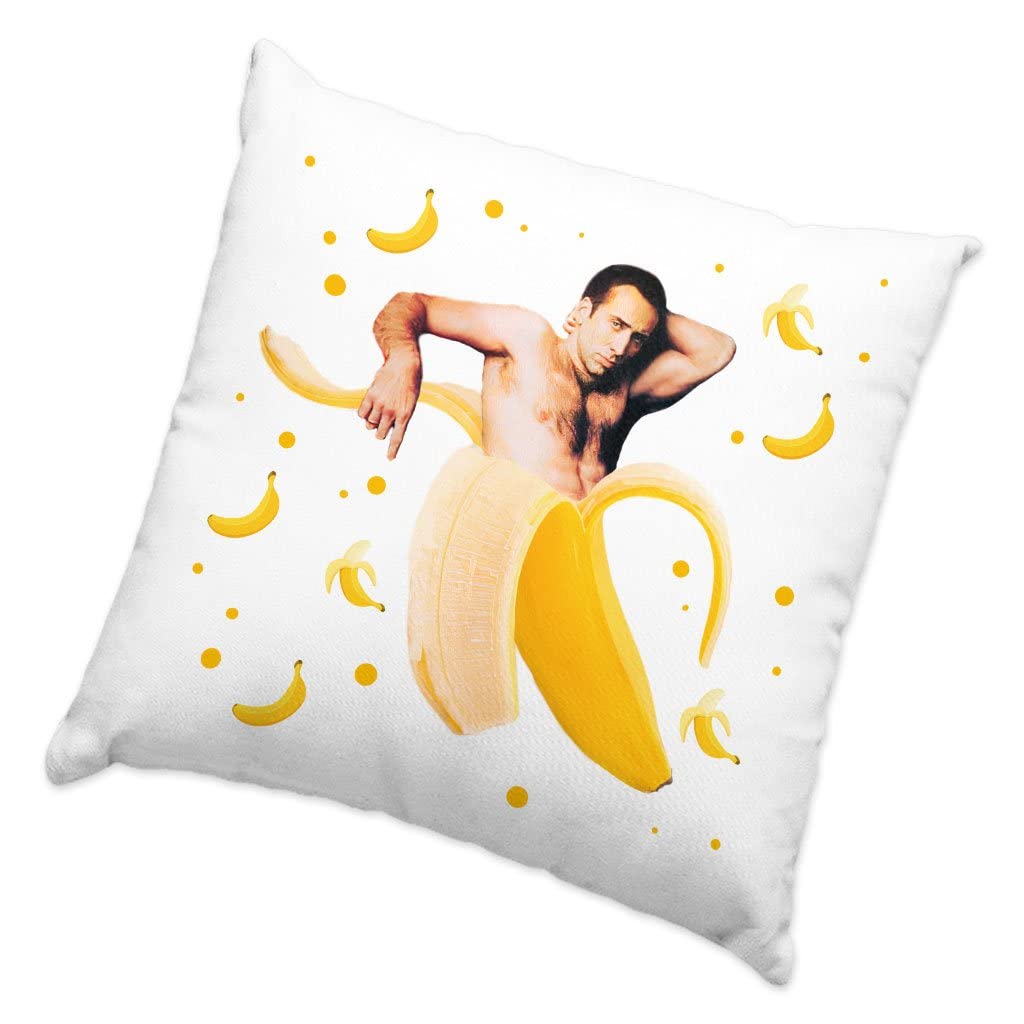 Nicolas Cage Banana Square Pillowcases - Funny Graphic Pillow Covers - Printed Pillowcase