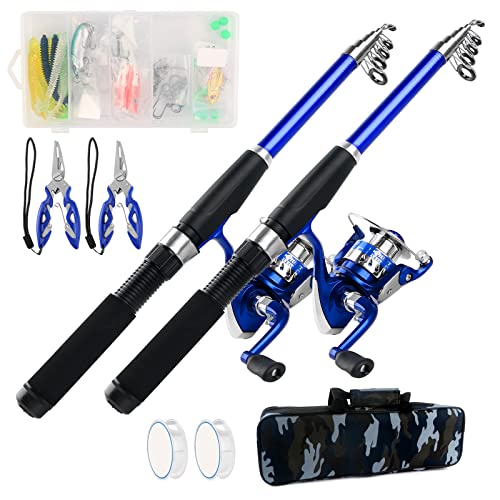 Angelruten-Spule, 2,1 m, Teleskop-Angelrute mit Tragetasche, ultraleichtes Angelzubehör, Starter-Set, Angelrute für Jungen, Mädchen, Jugendliche, Kinder Cover