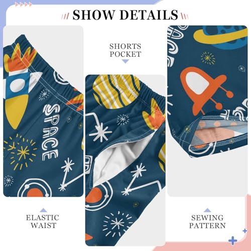 ZZXXB Space Airship Rocket Boys Long Pants Soft Trousers Elastic Waist Kids Lounge Bottoms with Pockets S-XL4