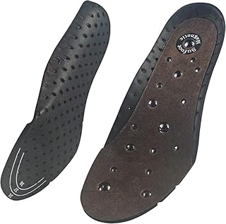 Magnetic More Insoles Genuine Leather Acupressure Effect Reflexology Arch Support Insoles for Men Women- Suitable for Plantar Fasciitis Treatment (XL: UK10.5-13 / EU45-47 / US11.5-14 M)