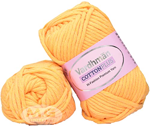 Image of M.G Enterprise Cotton Plus Ladu PilaWool Yarn 400 Needle Knitting Yarn for DIY Art & Craft