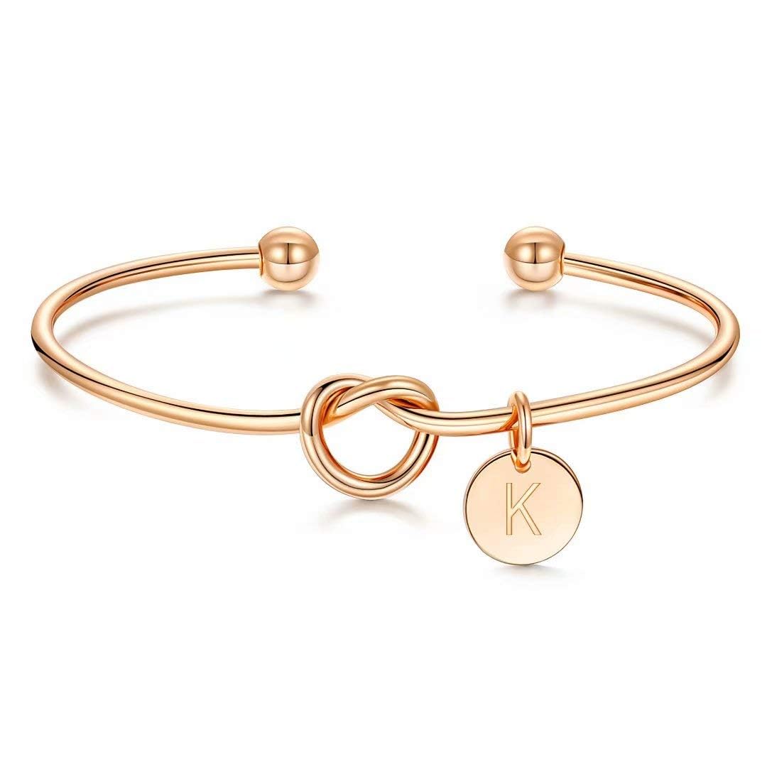 M MOOHAM Gold Initial Bracelets for Women, Tie the Knot Letter A-Z Bracelet