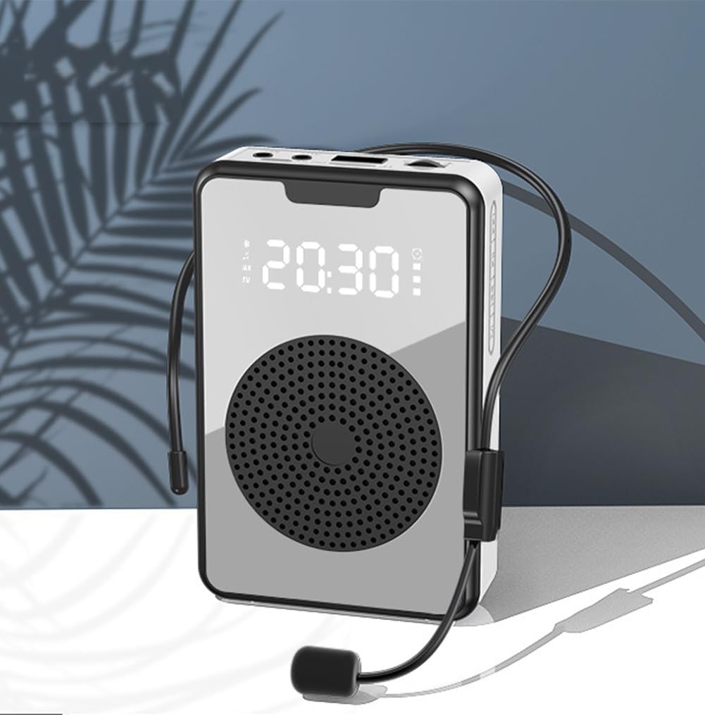 GEPAS [Upgrade] Voice Amplifier with Wired Microphone Headset,Portable Rechargeable PA System Speaker Personal Speech Amplifier, Loudspeaker for Teachers,Tour Guides/Coaches Metting/Yoga (Black)