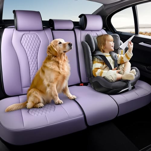 Image of Coverado Car Seat Covers, Rear Car Protectors, Black Leather Seat Covers, 3-Piece Waterproof Automotive Seat Covers for Back Seats Universal Fit for SUVs & Cars, All-Weather Protection