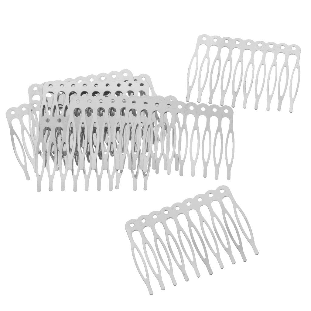 20 Stück Unbemalte Metallhaarkämme, 55 Mm, mit 10 Zinken, für DIY Haaraccessoires