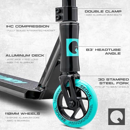 Image of Sequel Ignite Pro Scooter, Pro Stunt Scooter Complete Trick Scooter for Kids 8+, Beginner Skatepark BMX Scooter