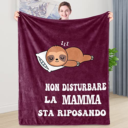 Coperta Termica Bradipo 130x150cm - Regalo Divertente Per Uomini, Natale O Compleanno, In Flanella Morbida