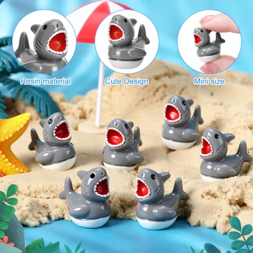 Image of 50 Pcs Shark Ducks Toy Figures, Mini Resin Ducks Bulk, Tiny Duck Figurine Dress up Game Toy for Summer Party Favors (Shark Duck)