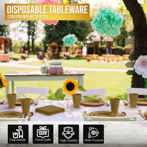 Image of Exquisite 350 Pcs Gold Plates and Napkins Party Supplies Plate Sets