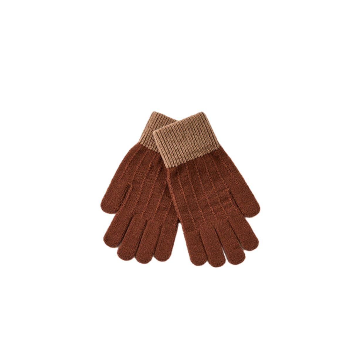 Smed Unisex Coffee Color Gloves For Men And Women, Warm Plus Velvet And Cold-Proof Cycling Knitted Cashmere Touch Screen Gloves,