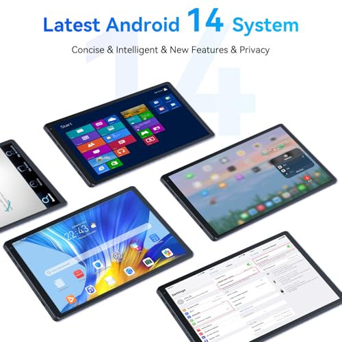 Image of Android 14 Tablet, Octa-Core 10 inch Tablets, 10(4+6)RAM+128GB ROM (Expand to 1TB), Android Tablet with Bluetooth 5.3, WiFi 6, 5MP+8MP Dual Camera, Face ID, 4G Dongle Wireless Internet (Gray)