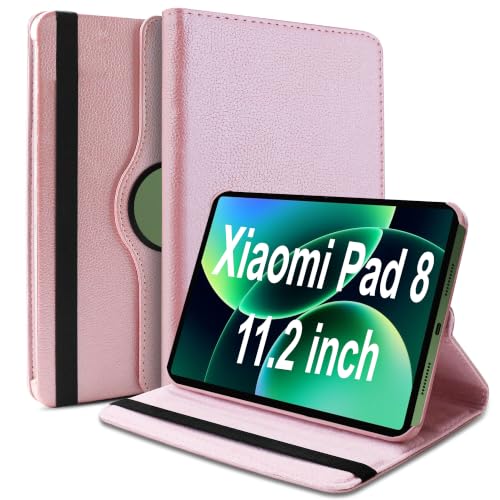 Image of TGK 360 Degree Rotating Flip Cover Case for Xiaomi Mi Pad 8 /8 Pro /Mi Pad 7 /7 Pro 11.2 inch Tablet (Rose Gold)