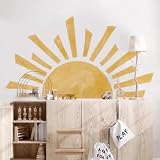 Royouzi Sonn - Adhesivo decorativo para pared para habitación infantil, diseño de sol, decoración de pared bohemia para niñas, para dormitorio, habitación de bebé, habitación infantil