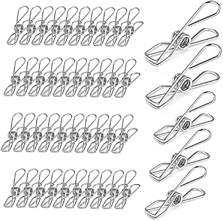 Clothes Pegs Chip Clips Pack of 100, Long-lasting Strong-Grip Metal Laundry Clips for Washing Line, Snack Bags, Washcloth, Pictures, Paper at House, Kitchen, Office