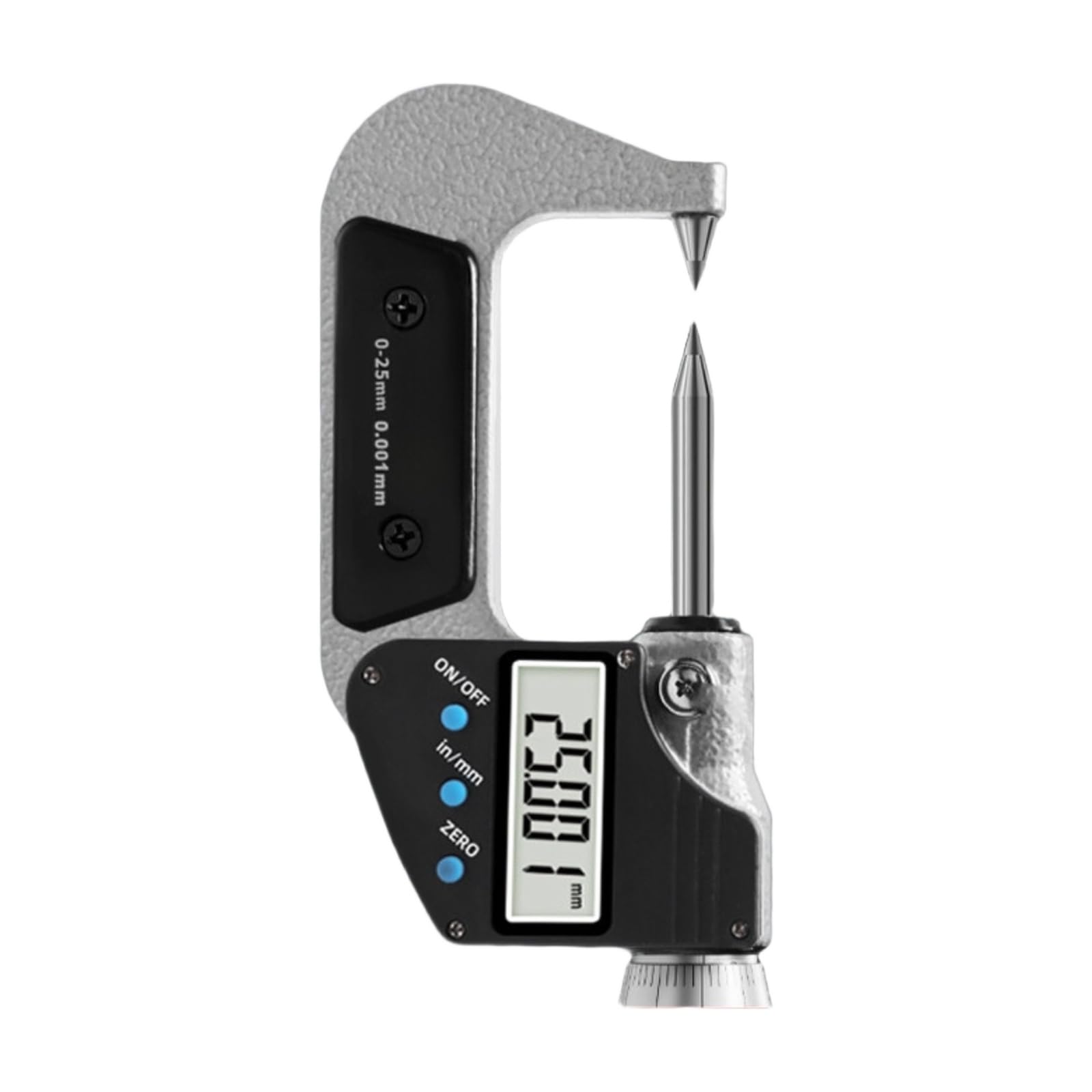 Medidor de espesor digital, 0-25 mm(Dual Point Tip 30° 0-25mm)
