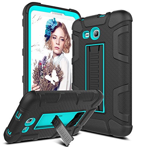 Samsung Galaxy Tab Lite E 7.0 Case, Galaxy Tab 3 Lite 7.0 Case, Venoro [Kickstand Feature] Shockproof Heavy Duty Armor Defender Protective Case Cover for SM-T110 / T111 / T113 (Black/Blue)