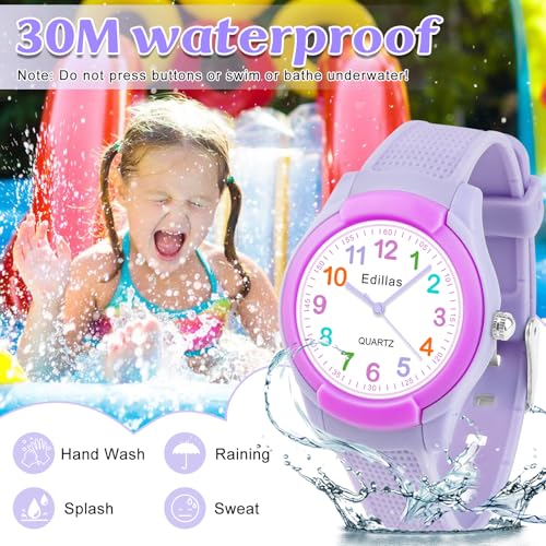 Image of Edillas Kids Teens Watch Analog Girls Boys, Waterproof Stylish Watch for Children,Students with Soft Silicone Strap for Kids Teens 4-16 Years Old