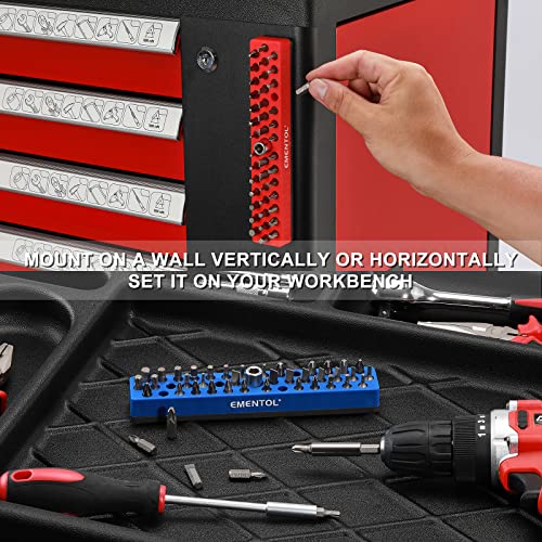 Ementol 2Pcs 1/4" Magnetic Bits Holder Set - Red And Blue, 86Pcs Hole, Bit Organizer With Strong Magnetic, Magnetic Bits Organizer, 2 Pieces #TOP5