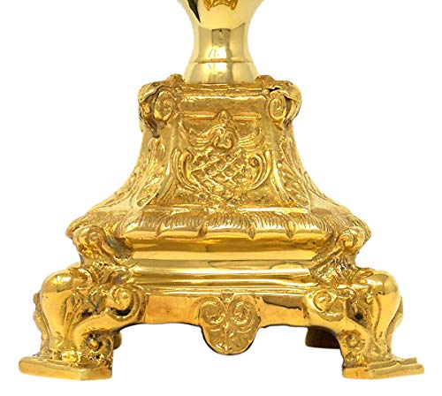 Religious Gifts Jesus Christ Cross Polished Solid Brass Standing Crucifix for Church, 17 Inch