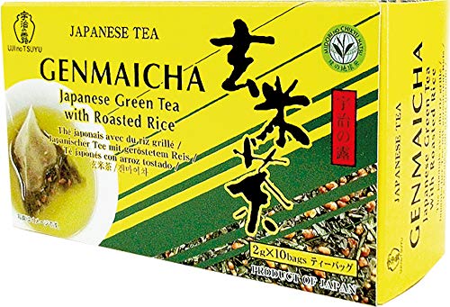 UJINOTSUYU Grüner Tee mit geröstetem Rundkornreis, Genmaicha (1 x 20 g - 10 Beutel mit jeweils 2 g)