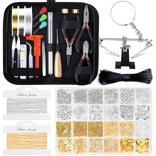 shynek 1857 Pcs Jewelry Making Supplies Kit for Adults, Jewelry Making Tools with Earring Hooks, Findings, Wires, Chains and Helping Hands for Crafts Making and Repair