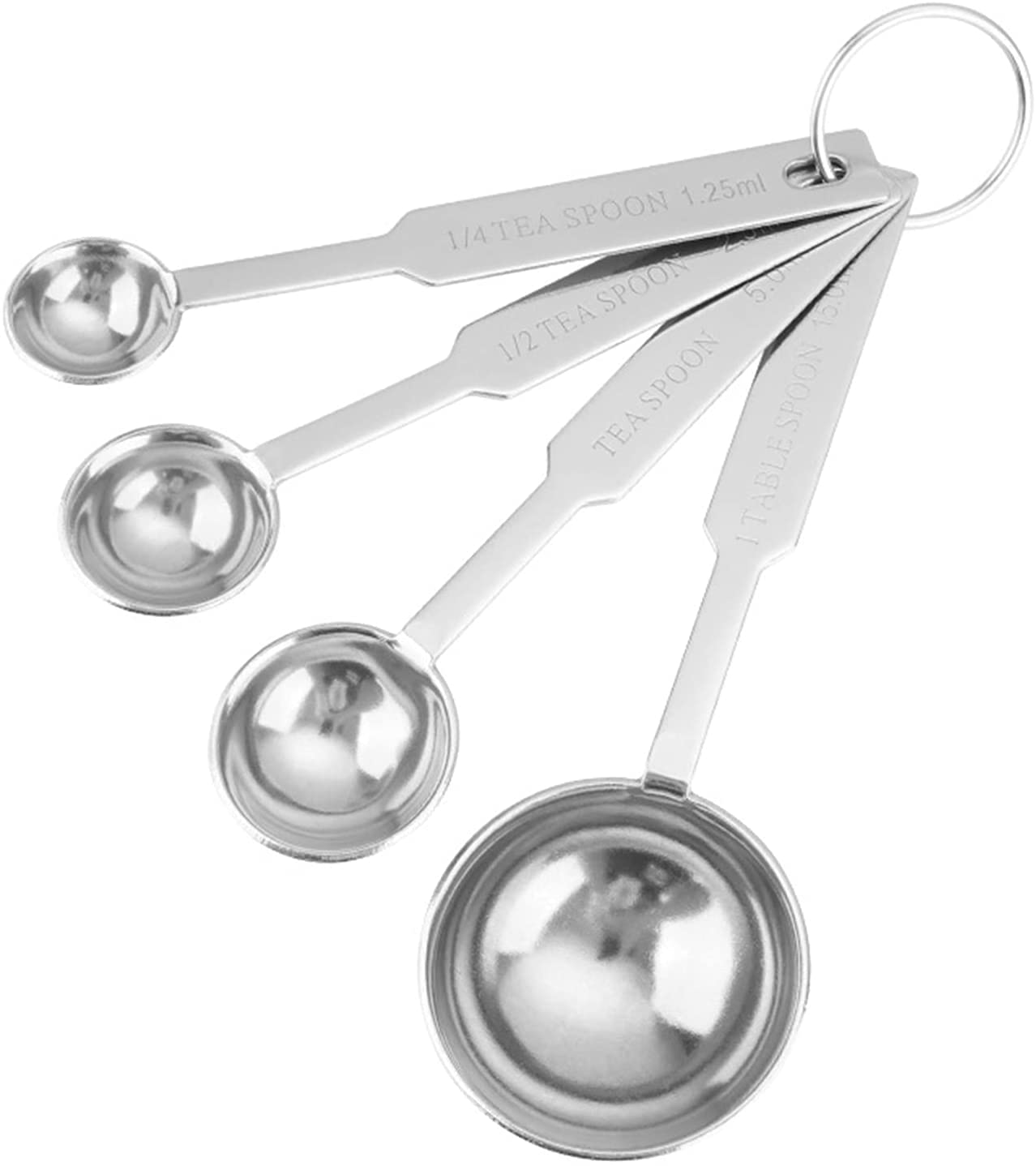 Juego de cucharas medidoras de Acero Inoxidable, diseño Moldeado de una Pieza con Escala Clara para cocinar y Hornear, 4 Uds.