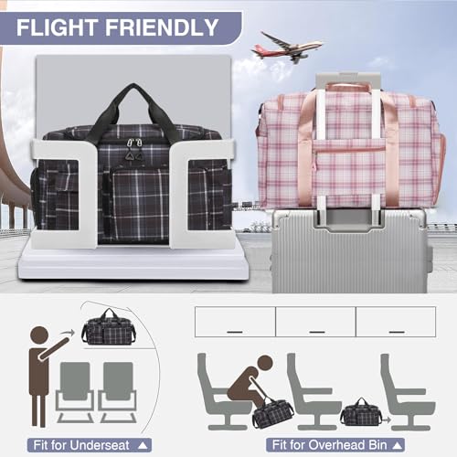 Image of Small Gym Bag for Women, Travel Duffle Bag Carry On Weekender Bag with Shoe Compartment