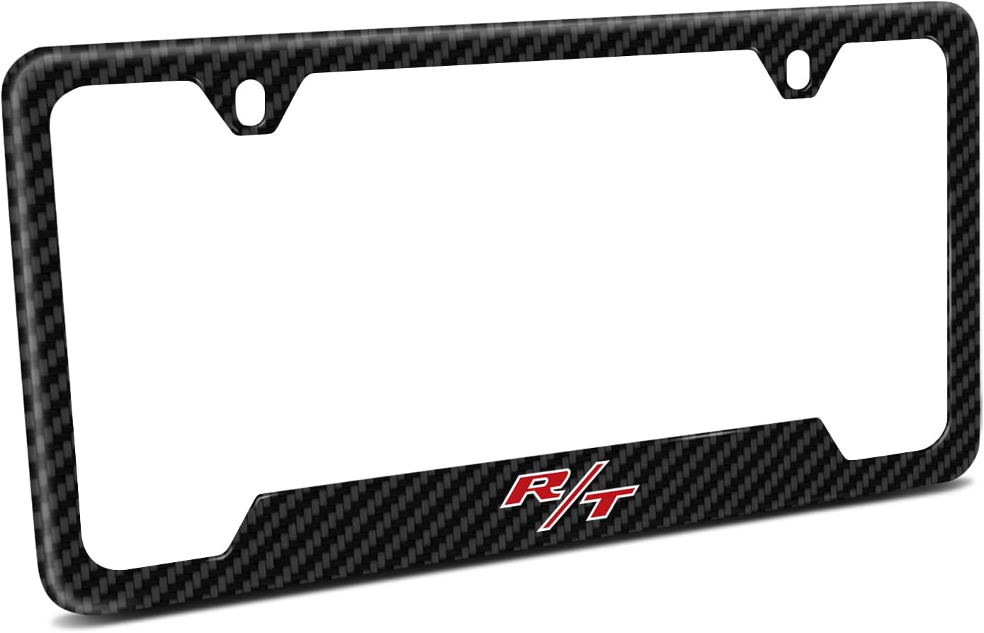 iPick Image for Dodge R/T Logo Black Carbon Fiber Texture ABS Plastic 50 States License Plate Frame
