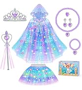 DOLNOW Princess Dress Up for Girls, Light up Princess Cape Princess Dress Costume Crown Wand Gift...
