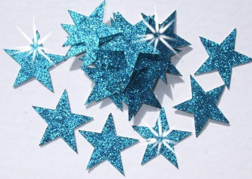 Mix Colours 48 Fabric Glitter 25mm Star Iron-On